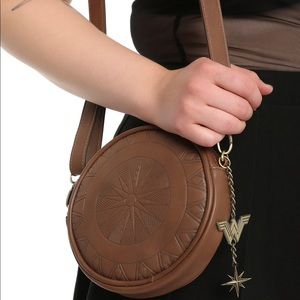 DC Brown Wonder Woman Shield Crossbody Bag